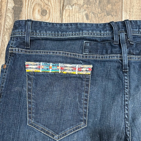 Men’s Robin’s Jeans Size 40 Dark Wash Straight Leg Rivet Wings Multicolor Stitch - Picture 5 of 8